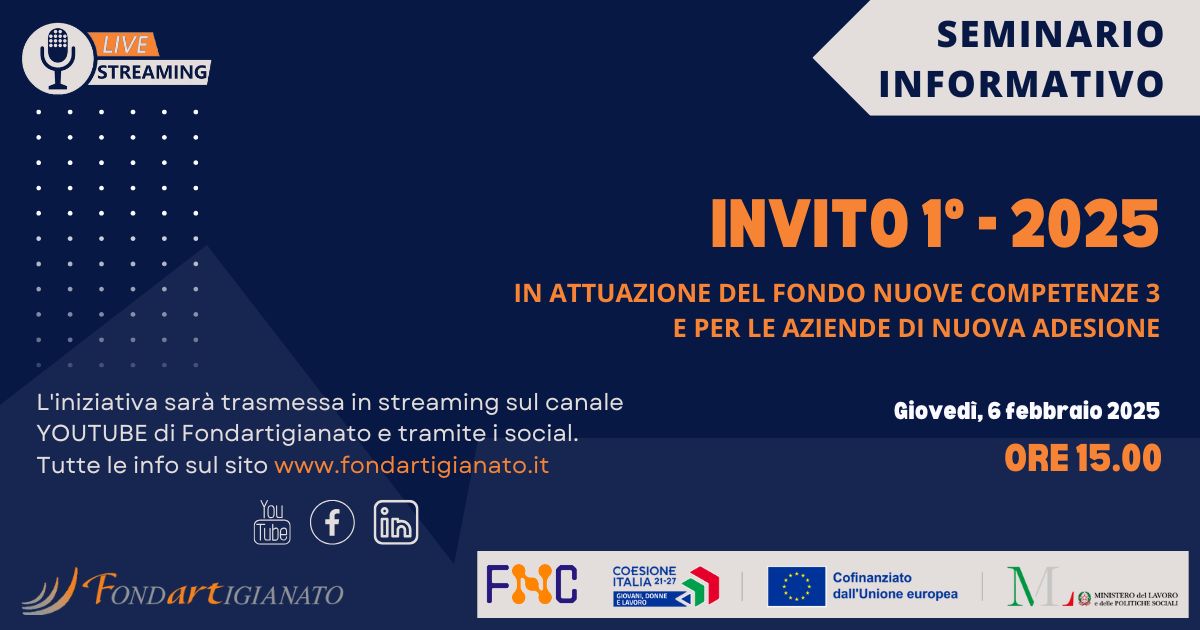 Webinar di presentazione Invito 1/2025 - in attuazione di FNC 3 e per le imprese di nuova adesione - 6 febbraio 2025